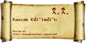 Kaszab Kálmán névjegykártya