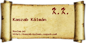 Kaszab Kálmán névjegykártya